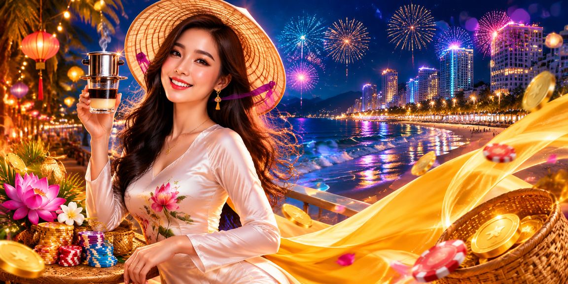 Người dùng tại Nha Trang trải nghiệm ứng dụng casino trên điện thoại với nón lá truyền thống